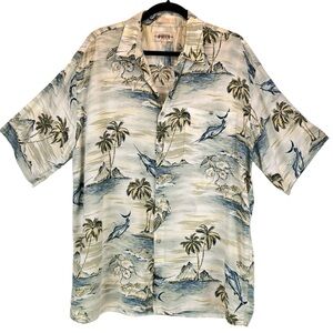 VINTAGE Tropical Hawaiian Button Up Short Sleeve Shirt Campia Moda Casual Sz L